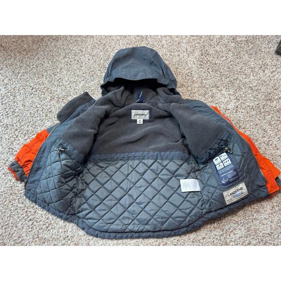 LAND'S END BOYS Winter Coat/Jacket; SIZE 3T; GRAY & ORANGE - Picture 9 of 15
